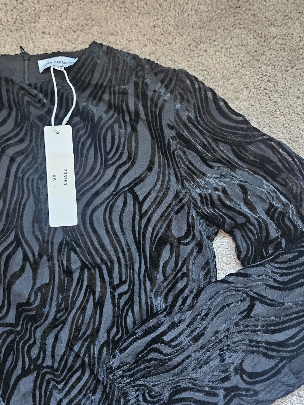 Paper Parachute NWT Velvet Overlay animal Zebra abstract Print Womens XS Shirt